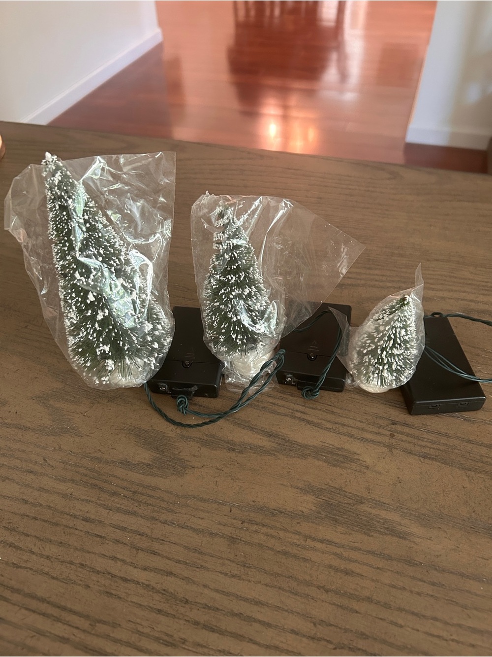 Lot of 3 Bottle Brush Trees Christmas Village Speckled Hawthorne Village NEW